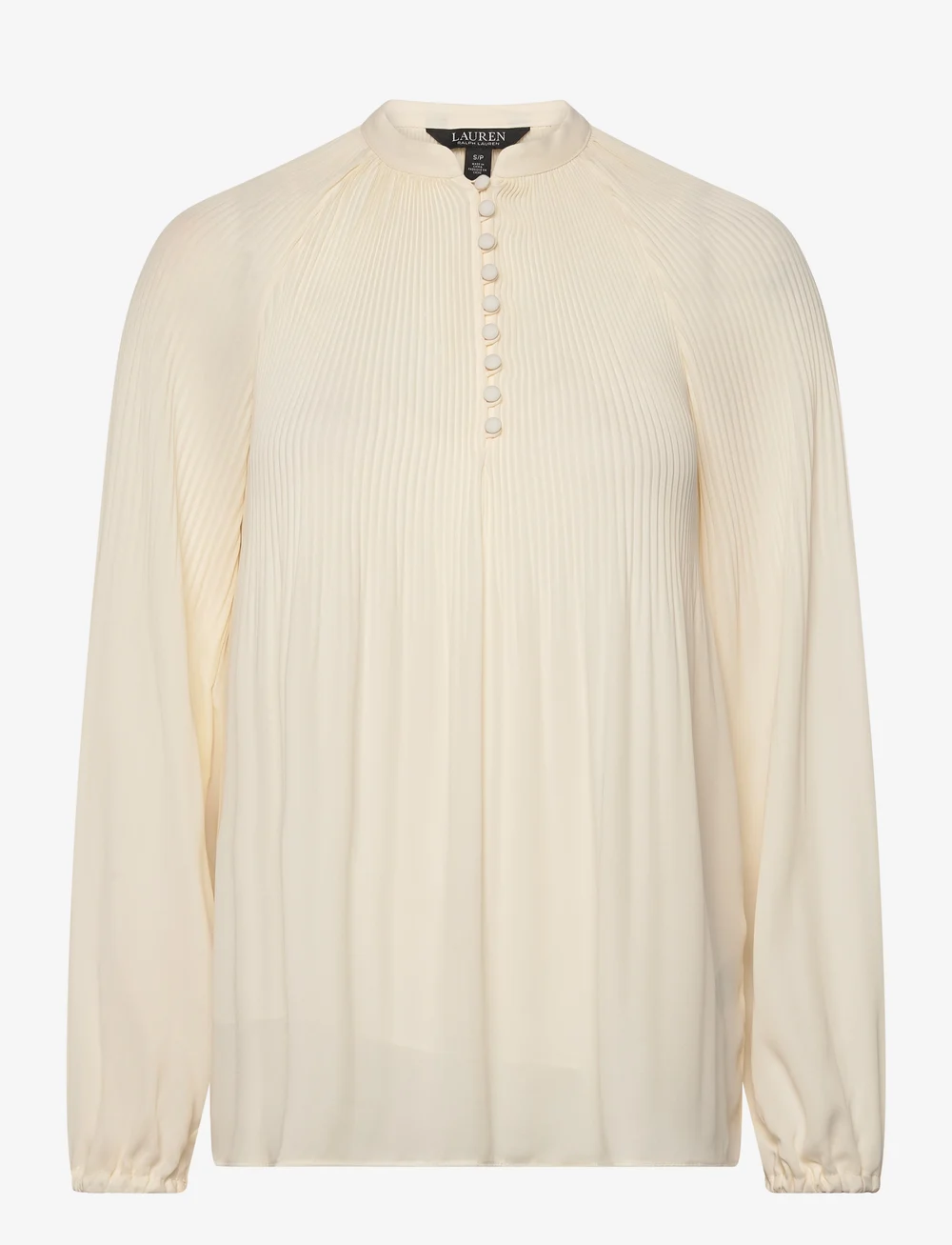 Lauren Ralph Lauren - Pleated Georgette Blouse - långärmade blusar - mascarpone cream - 1