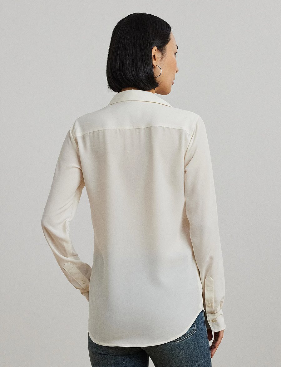 Lauren Ralph Lauren - Classic Fit Crepe Shirt - pikkade varrukatega särgid - mascarpone cream - 2