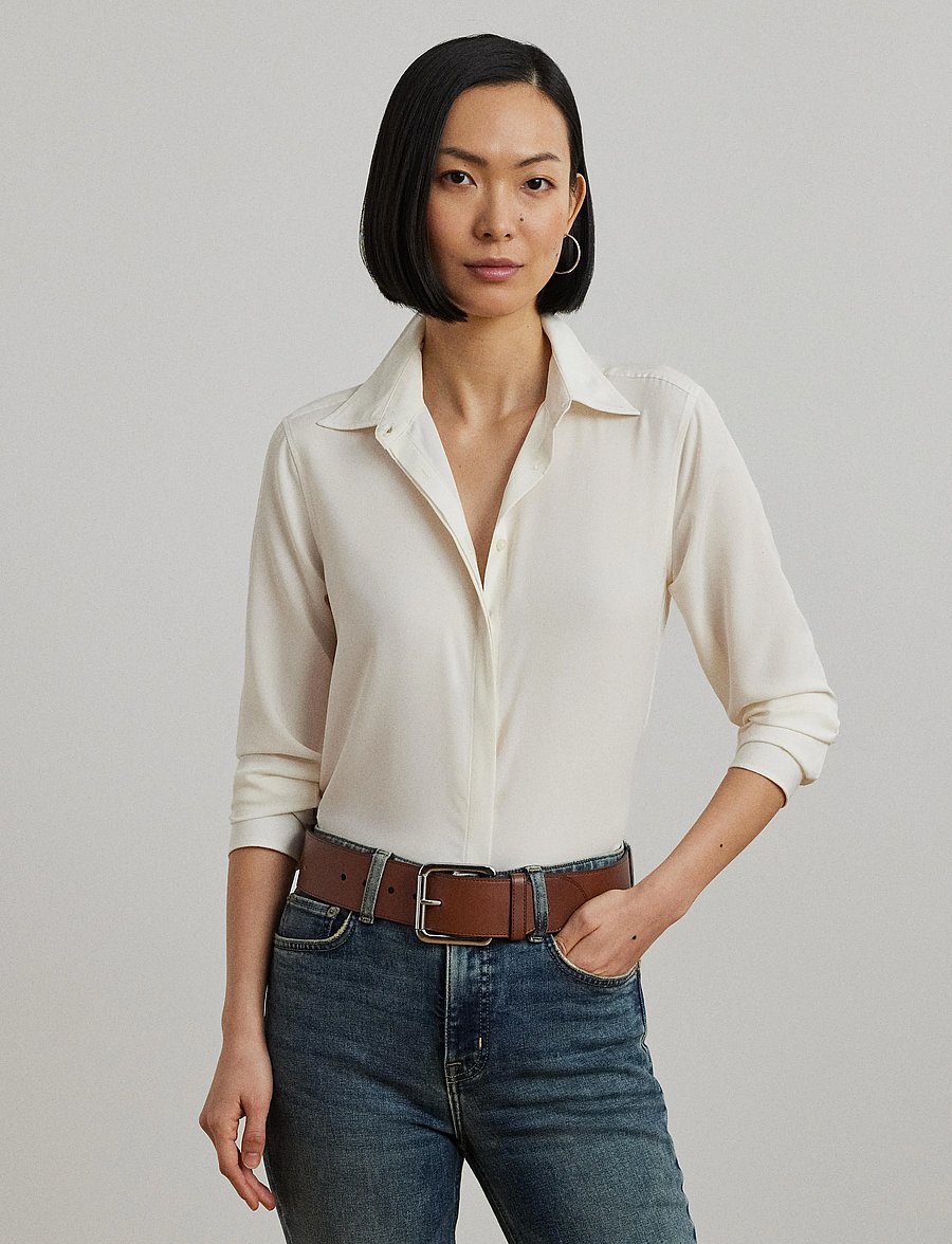 Lauren Ralph Lauren - Classic Fit Crepe Shirt - pikkade varrukatega särgid - mascarpone cream - 3