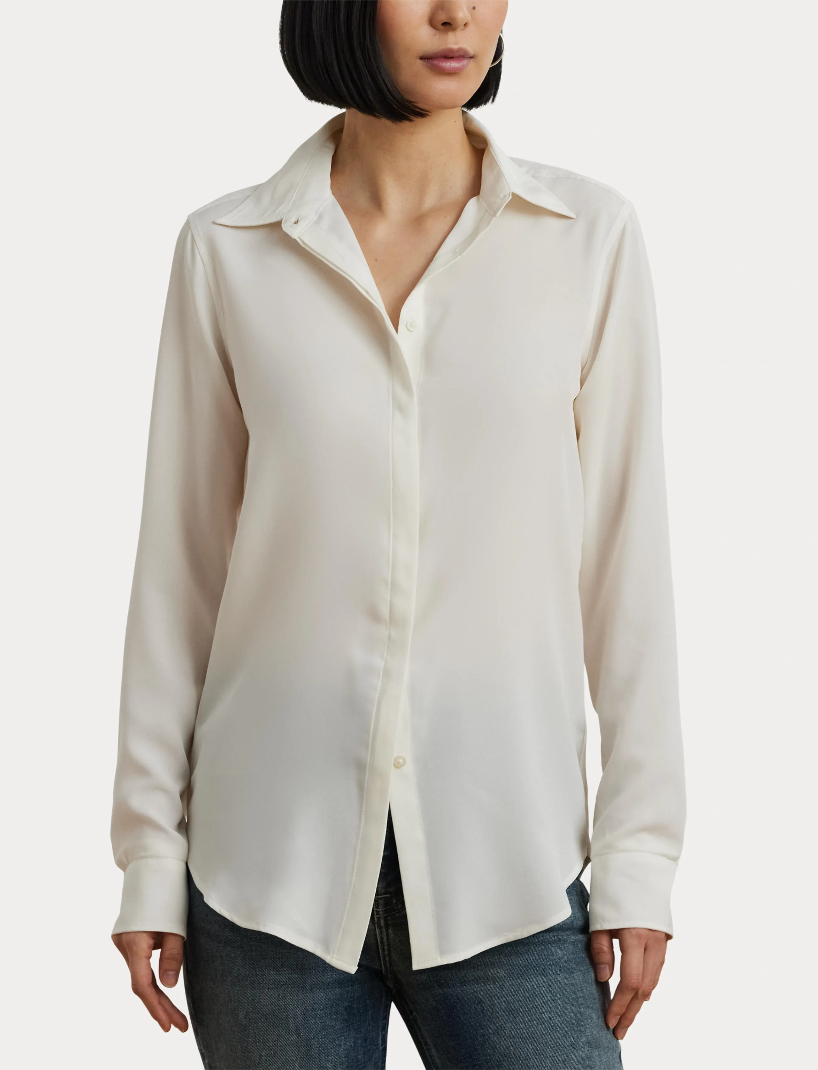Lauren Ralph Lauren - Classic Fit Crepe Shirt - pikkade varrukatega särgid - mascarpone cream - 5