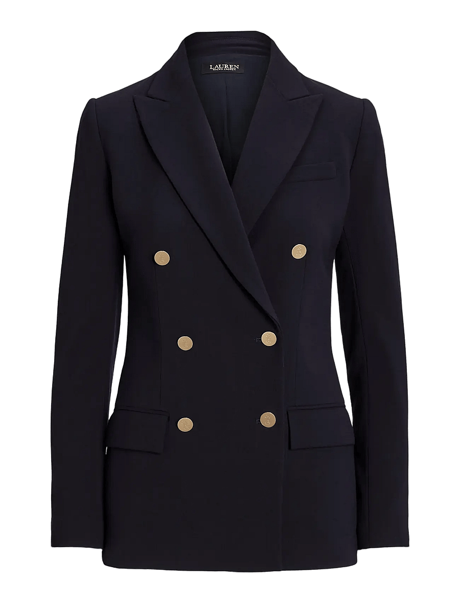 Lauren Ralph Lauren - Double-Breasted Wool Crepe Blazer - lauren navy - 1