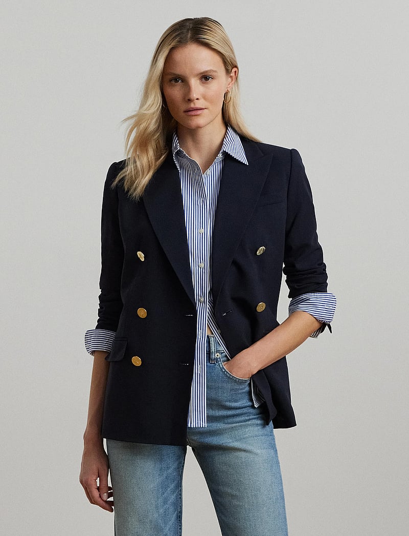 Lauren Ralph Lauren - Double-Breasted Wool Crepe Blazer - lauren navy - 0