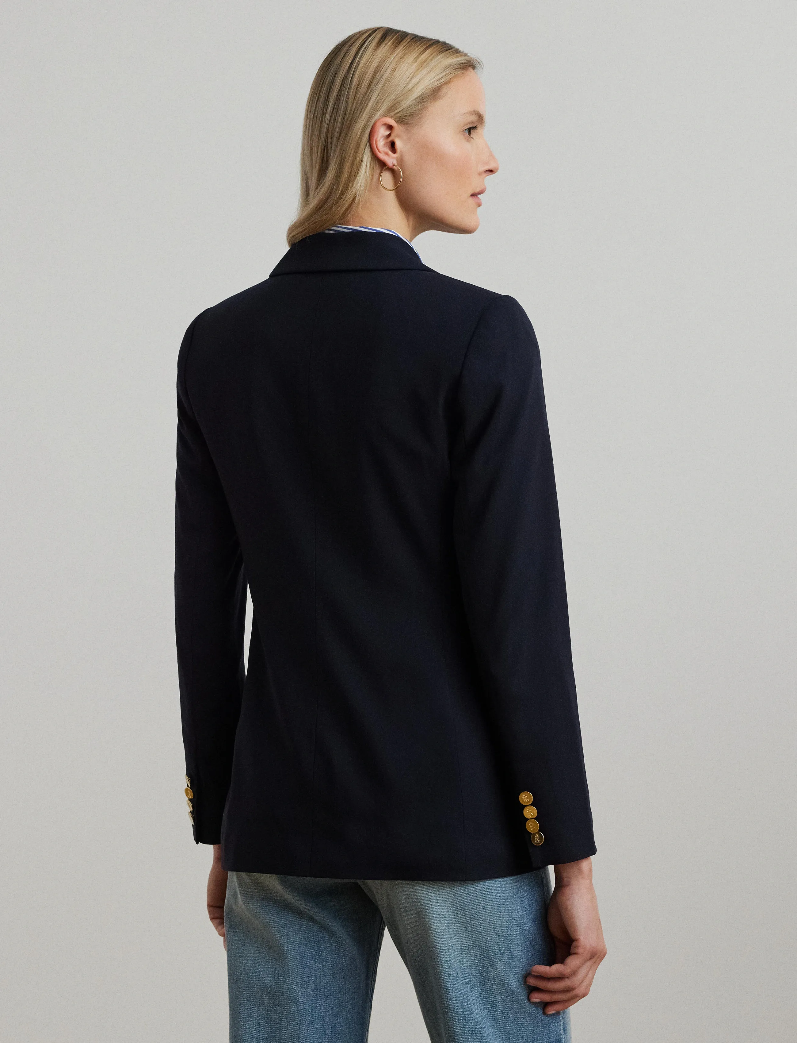 Lauren Ralph Lauren - Double-Breasted Wool Crepe Blazer - lauren navy - 3