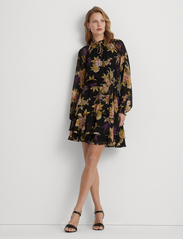Lauren Ralph Lauren - Floral Belted Crinkle Georgette Dress - vasaras kleitas - black/tan/multi - 2