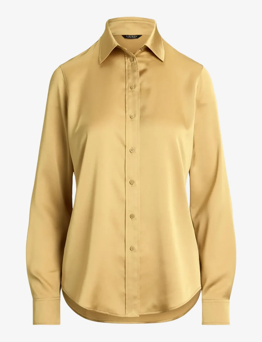 Lauren Ralph Lauren - Classic Fit Satin Charmeuse Shirt - denimskjorter - birch tan - 1
