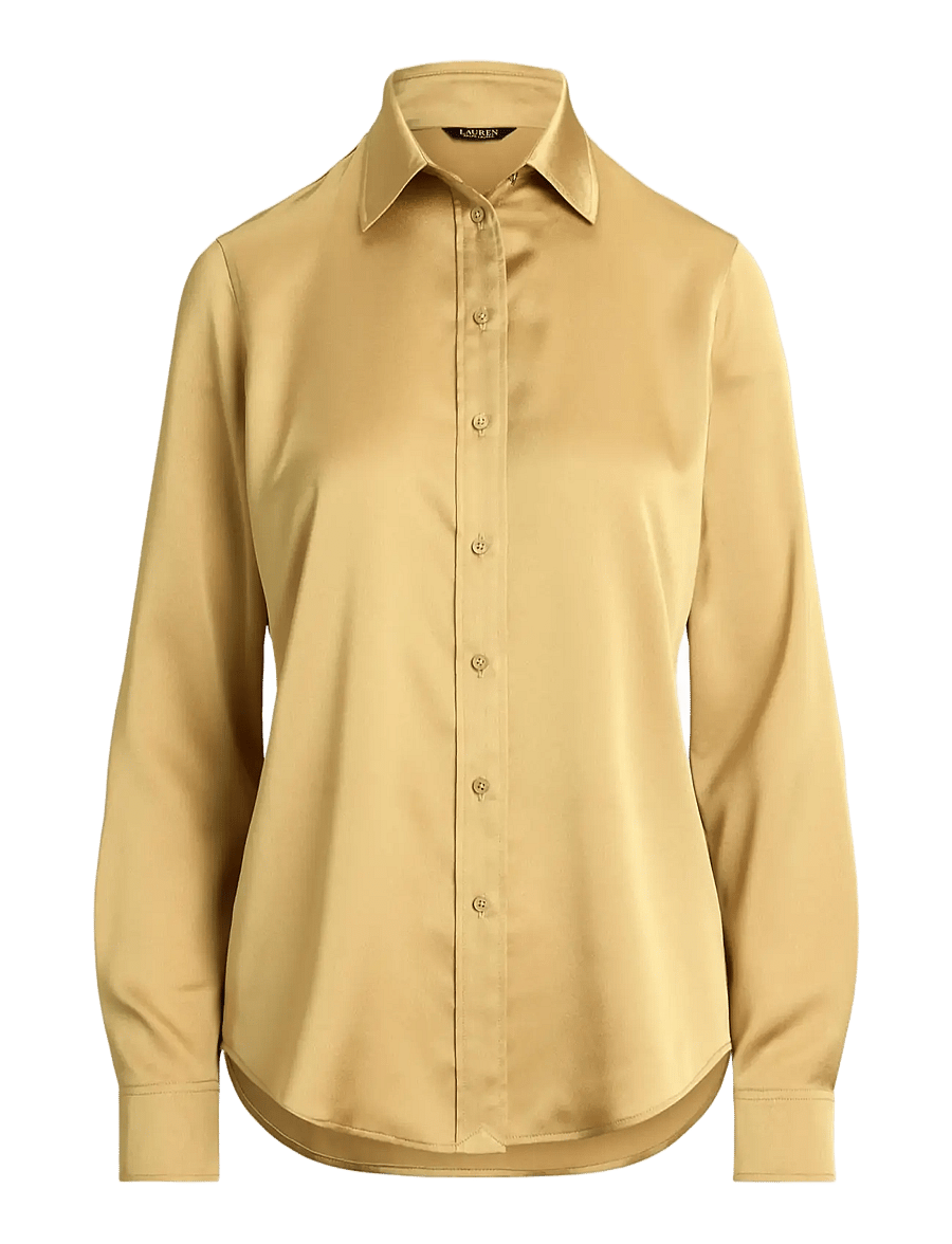 Lauren Ralph Lauren - Classic Fit Satin Charmeuse Shirt - birch tan - 1