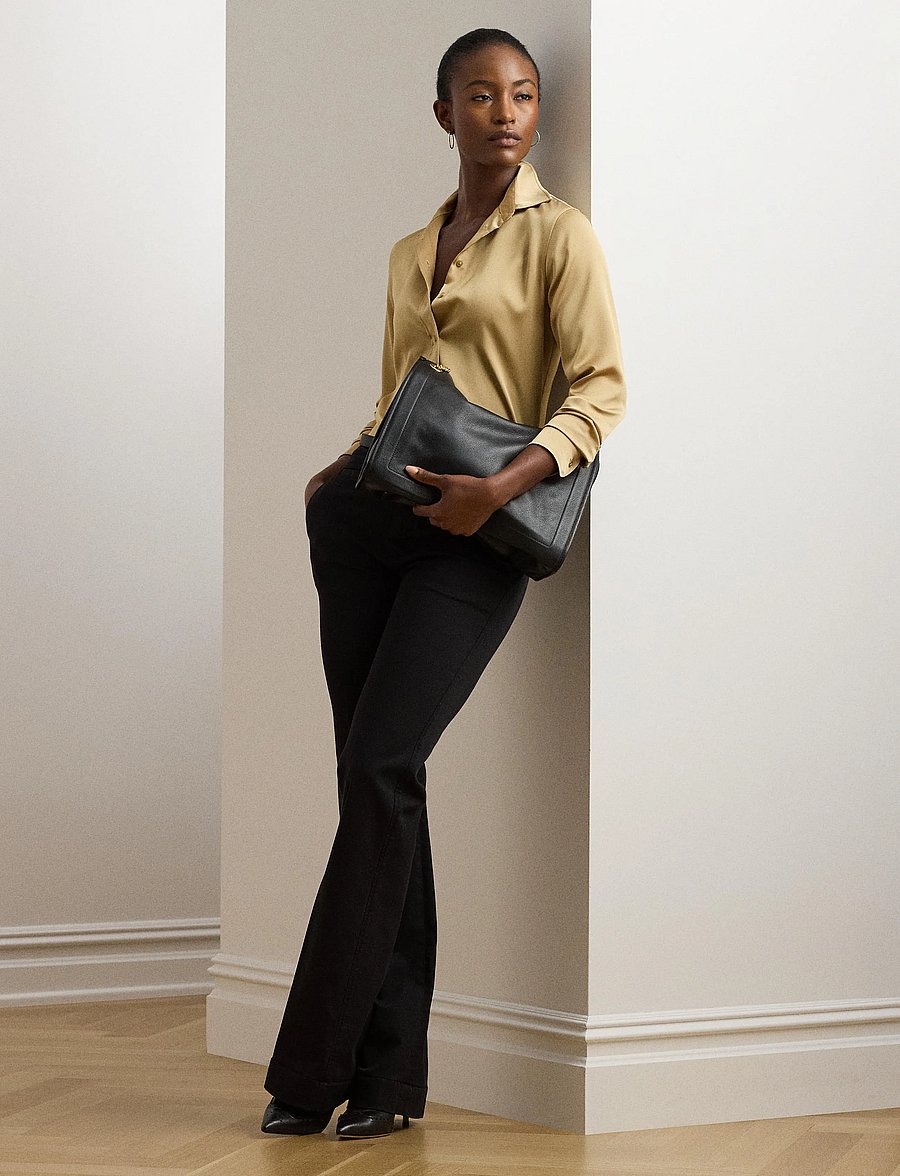 Lauren Ralph Lauren - Classic Fit Satin Charmeuse Shirt - birch tan - 0