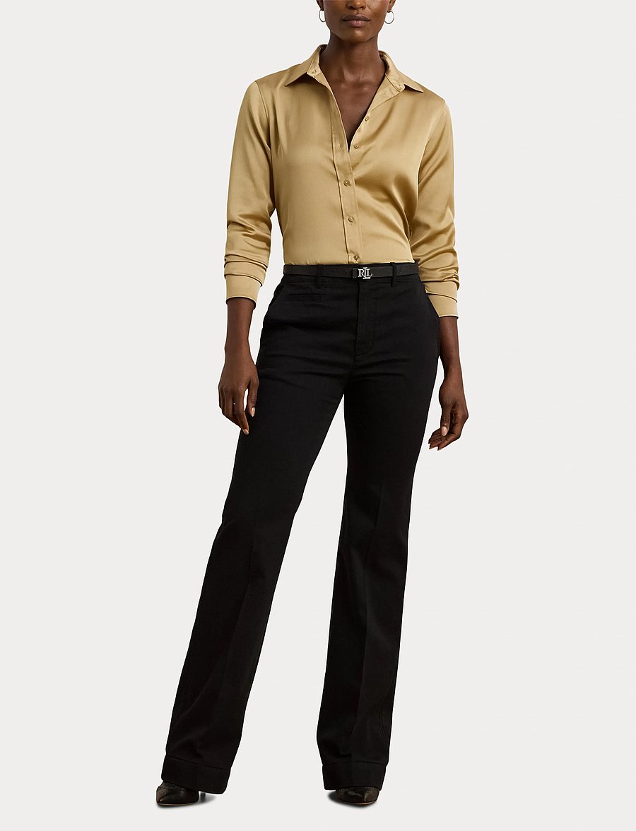 Lauren Ralph Lauren - Classic Fit Satin Charmeuse Shirt - birch tan - 4