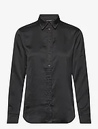 Classic Fit Satin Charmeuse Shirt - BLACK