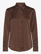 Classic Fit Satin Charmeuse Shirt - BROWN BIRCH