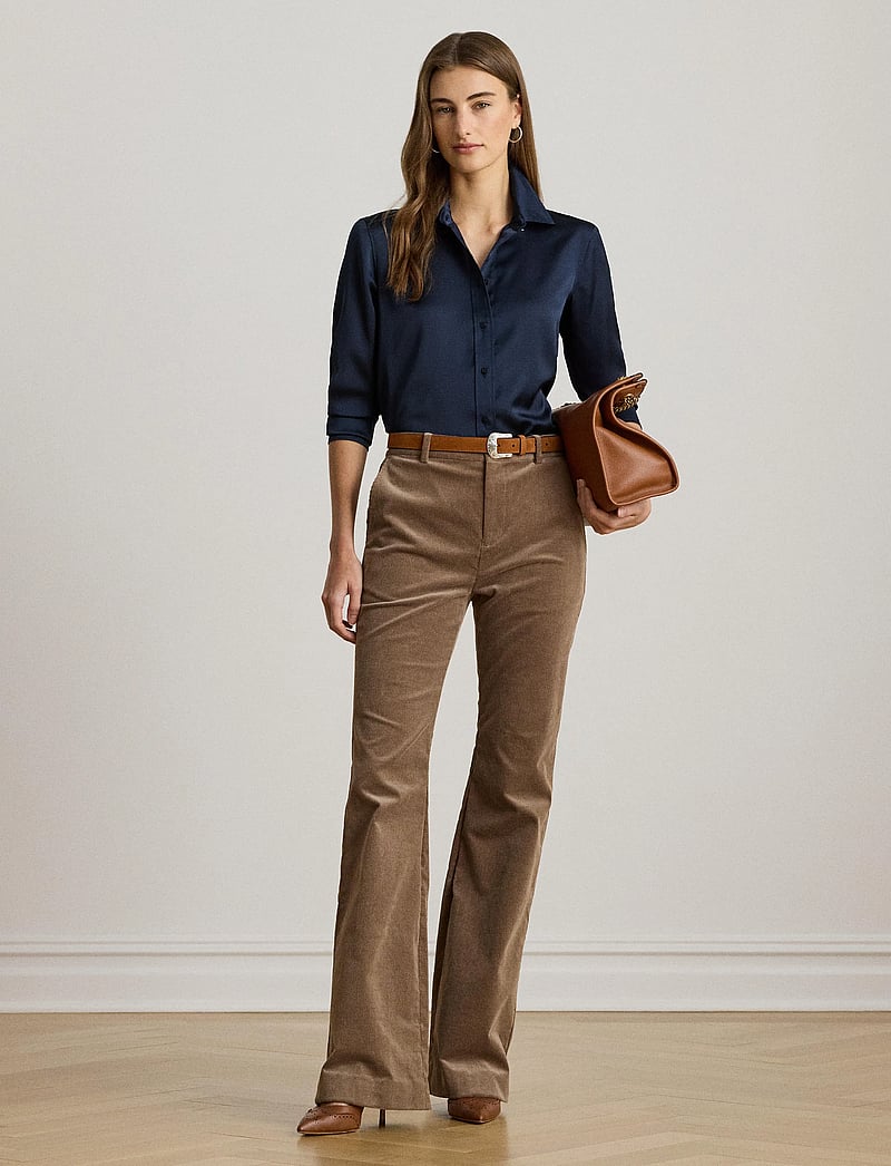Lauren Ralph Lauren - Classic Fit Satin Charmeuse Shirt - långärmade skjortor - lauren navy - 0