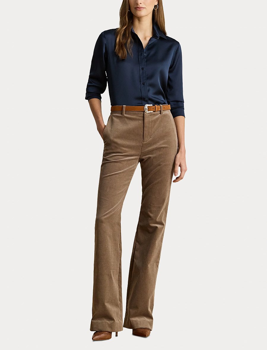 Lauren Ralph Lauren - Classic Fit Satin Charmeuse Shirt - lauren navy - 4