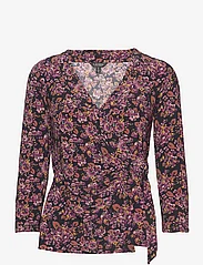 Lauren Ralph Lauren - Floral Stretch Jersey Top - topi ar garām piedurknēm - lavender/orange/m - 0