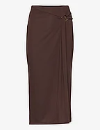 Buckle-Trim Stretch Jersey Pencil Skirt - CIRCUIT BROWN