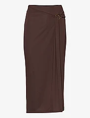 Lauren Ralph Lauren - Buckle-Trim Stretch Jersey Pencil Skirt - pieštuko formos sijonai - circuit brown - 0