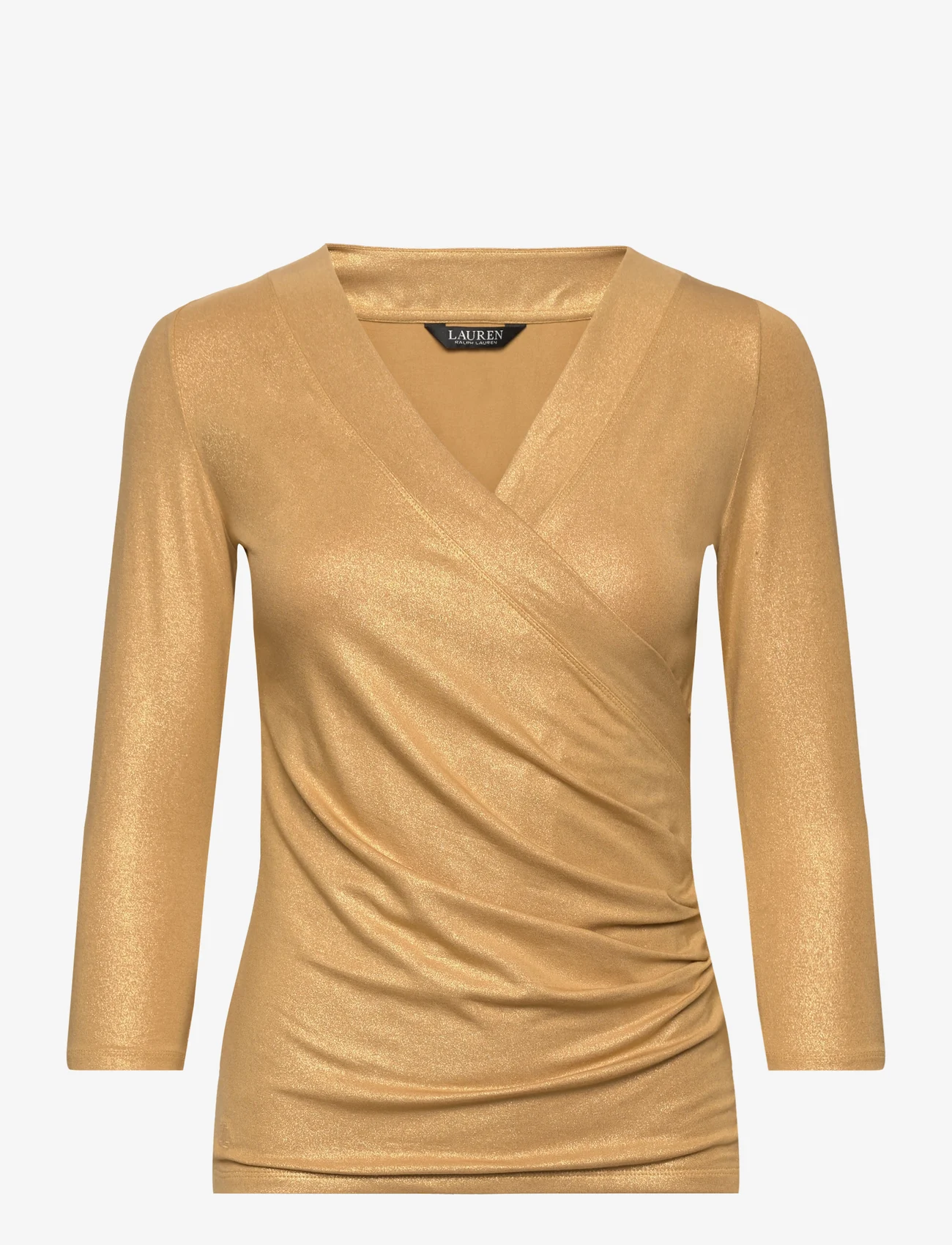 Lauren Ralph Lauren - Metallic Jersey Surplice Top - t-shirts met lange mouwen - gold - 1