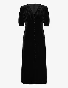 Stretch Velvet Puff-Sleeve Midi Dress, Lauren Ralph Lauren