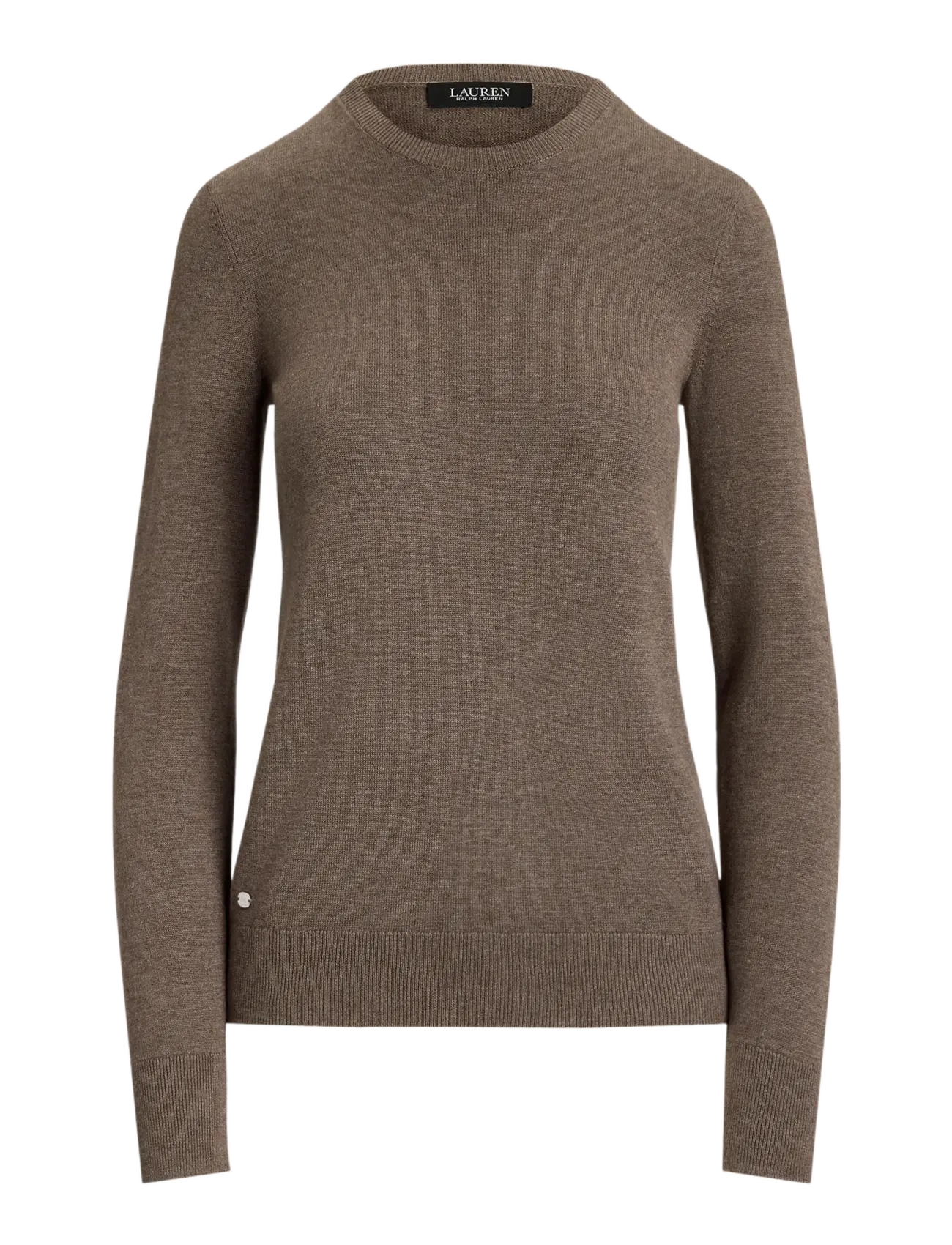 Cotton-Blend Sweater - TAUPE BROWN HEATH