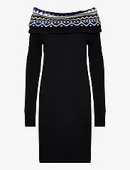 Lauren Ralph Lauren - Fair Isle Off-the-Shoulder Sweater Dress - adītas kleitas - black/cream/sapph - 0