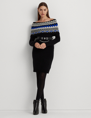 Lauren Ralph Lauren - Fair Isle Off-the-Shoulder Sweater Dress - adītas kleitas - black/cream/sapph - 2