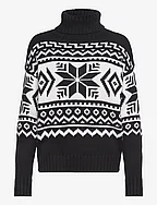 Fair Isle Wool-Blend Turtleneck Sweater - BLACK/MASCARPONE