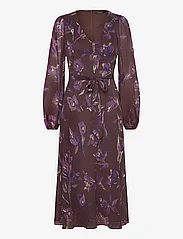 Lauren Ralph Lauren - Floral Belted Crinkle Georgette Dress - vakarėlių drabužiai išparduotuvių kainomis - brown/purple/mult - 0
