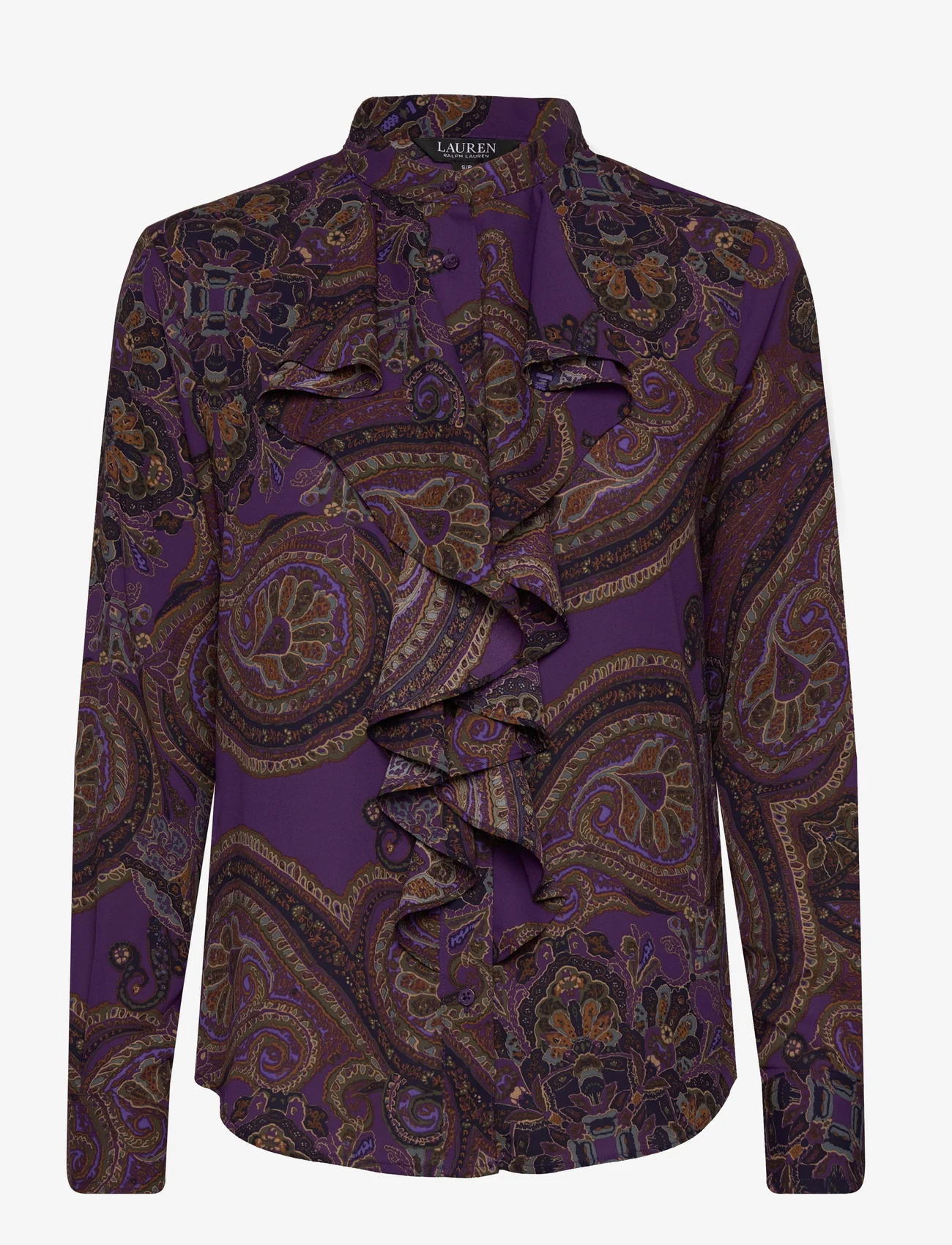Lauren Ralph Lauren - Paisley Ruffle-Trim Georgette Shirt - marškiniai ilgomis rankovėmis - purple multi - 0
