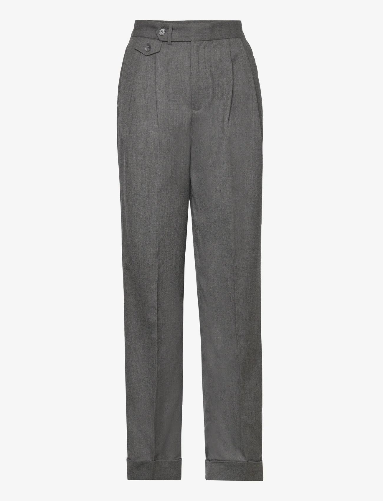 Lauren Ralph Lauren - Pleated Wool Twill Straight Pant - lietišķā stila bikses - modern grey heath - 0