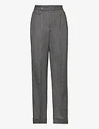 Pleated Wool Twill Straight Pant - MODERN GREY HEATH