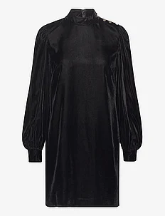 Button-Trim Velvet Mockneck Dress, Lauren Ralph Lauren