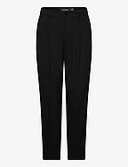 Satin-Stripe Wool Crepe Straight Pant - BLACK