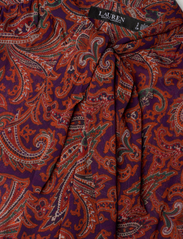 Lauren Ralph Lauren - Paisley Georgette Tie-Neck Blouse - blūzes ar garām piedurknēm - orange/purple/mul - 4