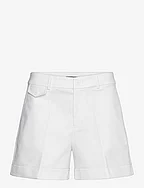 Pleated Double-Faced Cotton Short - WHITE