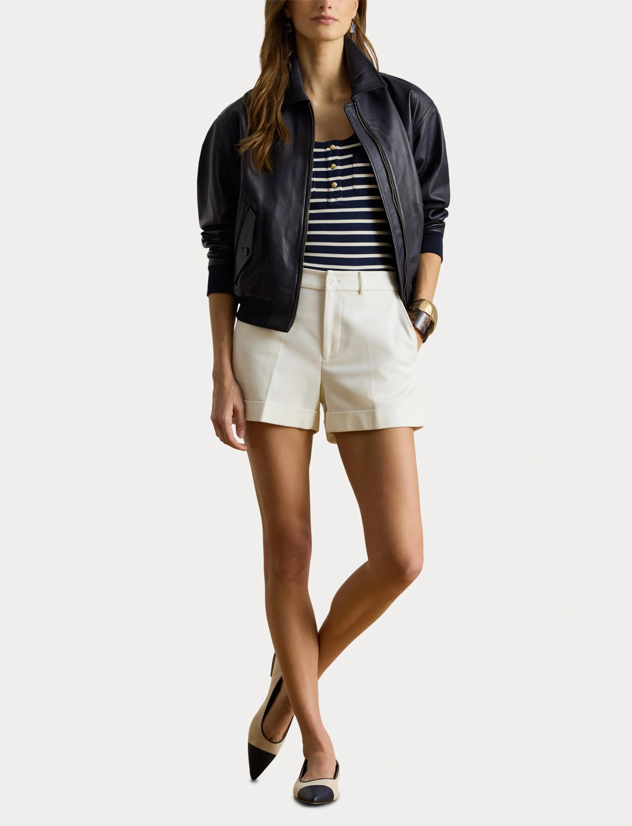 Lauren Ralph Lauren Pleated Double-Faced Cotton Short chino shorts dam – bild 7