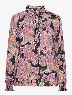 Print Pleated Georgette Tie-Neck Blouse, Lauren Ralph Lauren