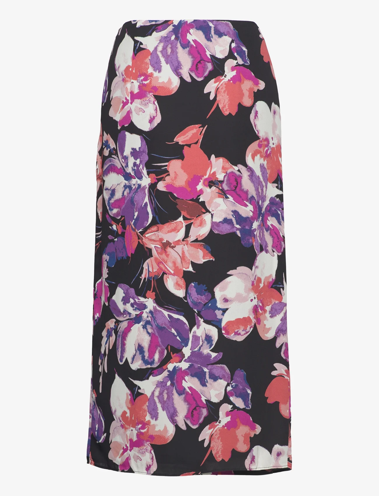 Lauren Ralph Lauren - Floral Georgette Midi Skirt - midi garuma svārki - black/purple/mult - 1