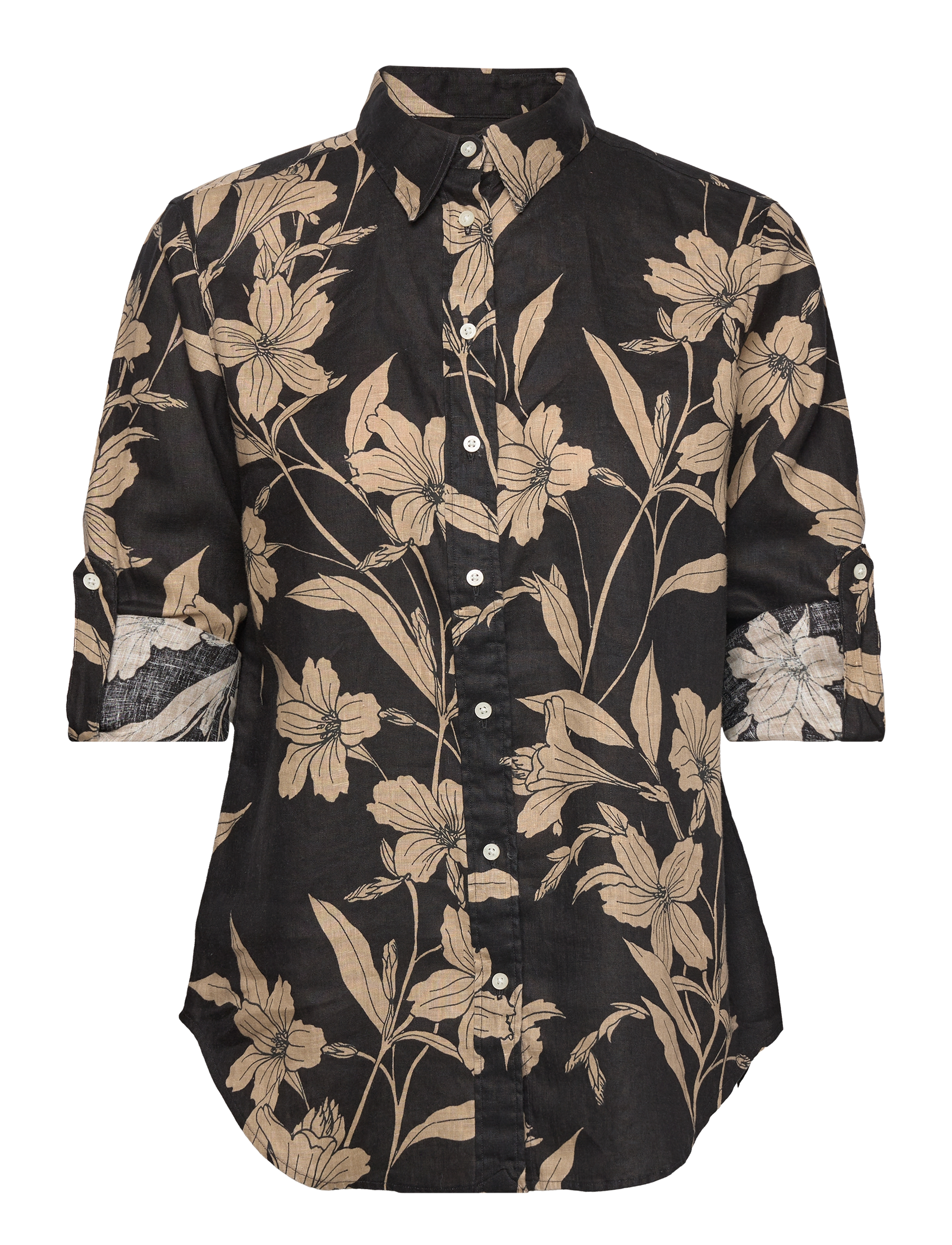 Lauren Ralph Lauren - Floral Linen Shirt - black/tan - 2