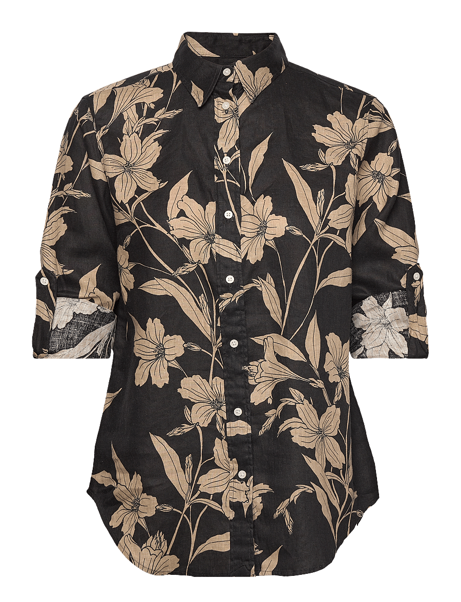 Lauren Ralph Lauren - Floral Linen Shirt - black/tan - 2