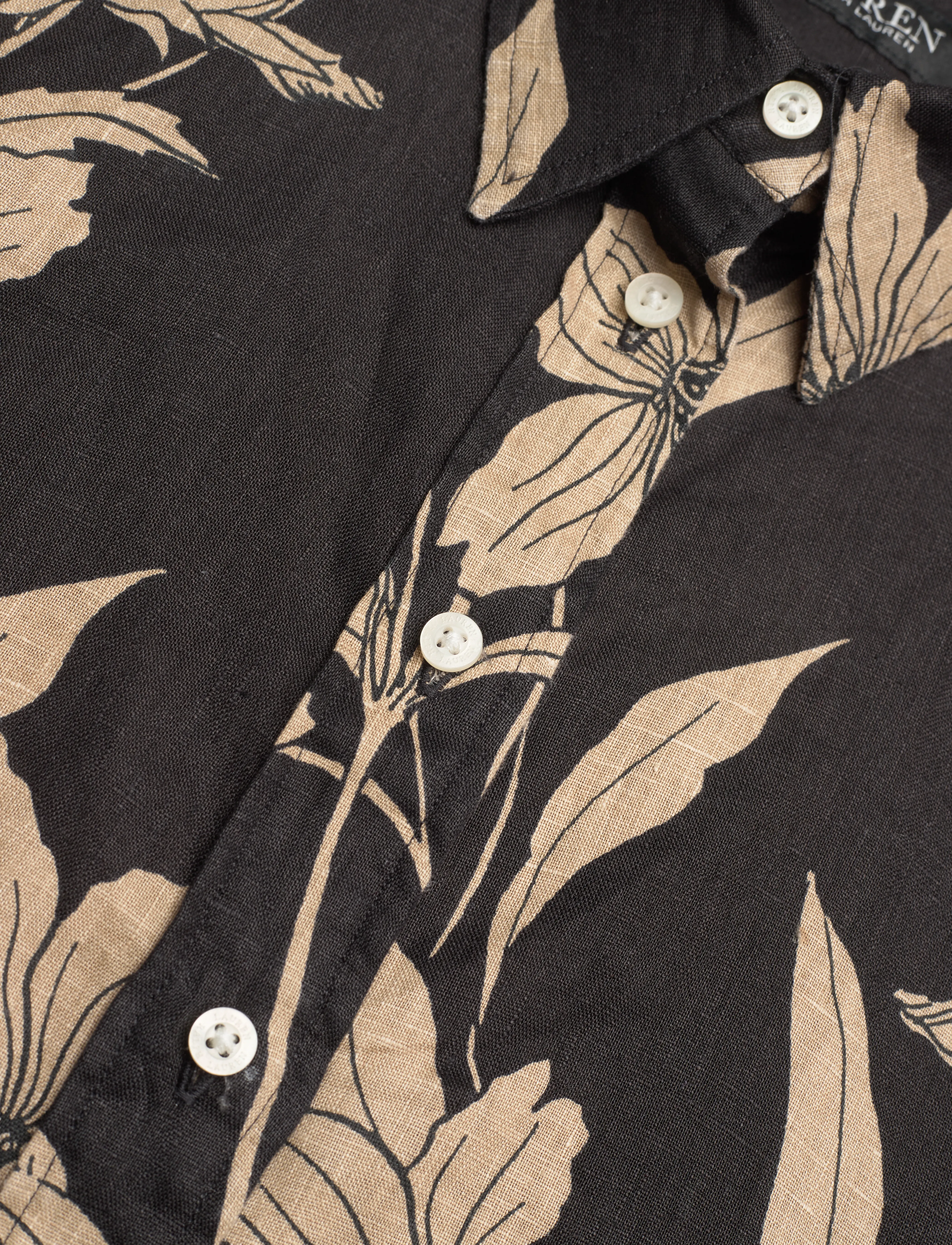 Lauren Ralph Lauren - Floral Linen Shirt - black/tan - 3