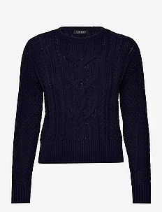Cable-Knit Cotton Crewneck Sweater, Lauren Ralph Lauren
