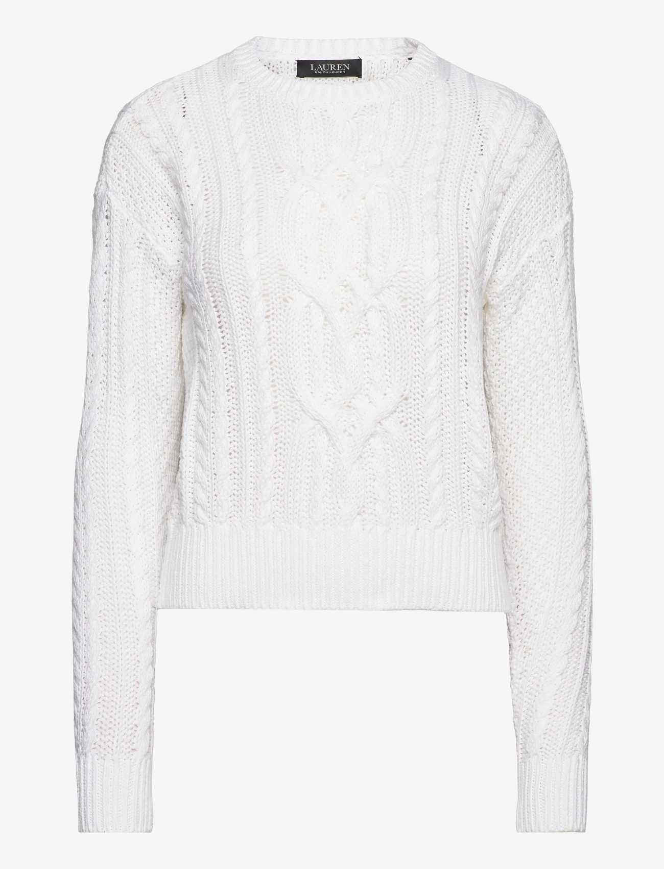 Lauren Ralph Lauren - Cable-Knit Cotton Crewneck Sweater - džemperiai - white - 0