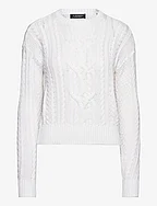 Cable-Knit Cotton Crewneck Sweater - WHITE