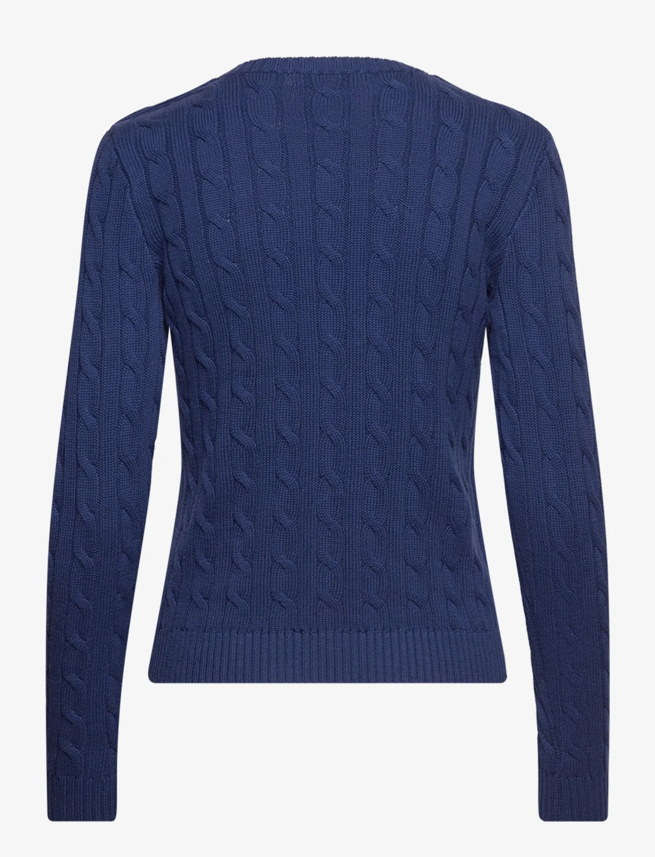 Lauren Ralph Lauren - Button-Trim Cable-Knit Cotton Sweater - striktrøjer - indigo sail - 1