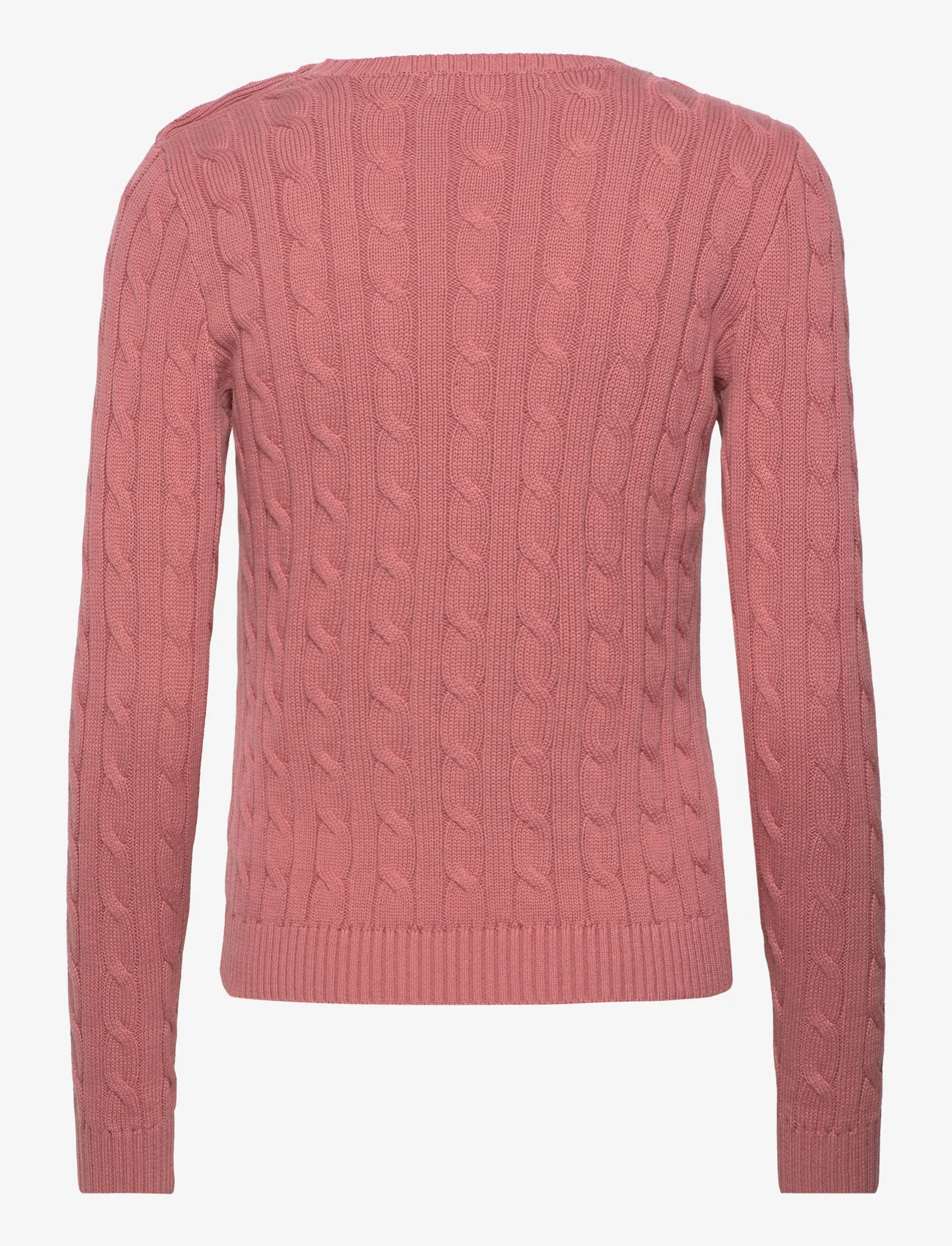 Lauren Ralph Lauren - Button-Trim Cable-Knit Cotton Sweater - džemperiai - pink mahogany - 1