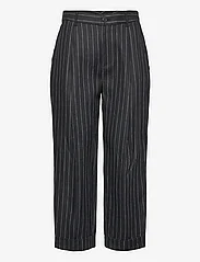 Lauren Ralph Lauren - Pinstripe Pleated Linen Cropped Pant - capri pants - black/cream - 0