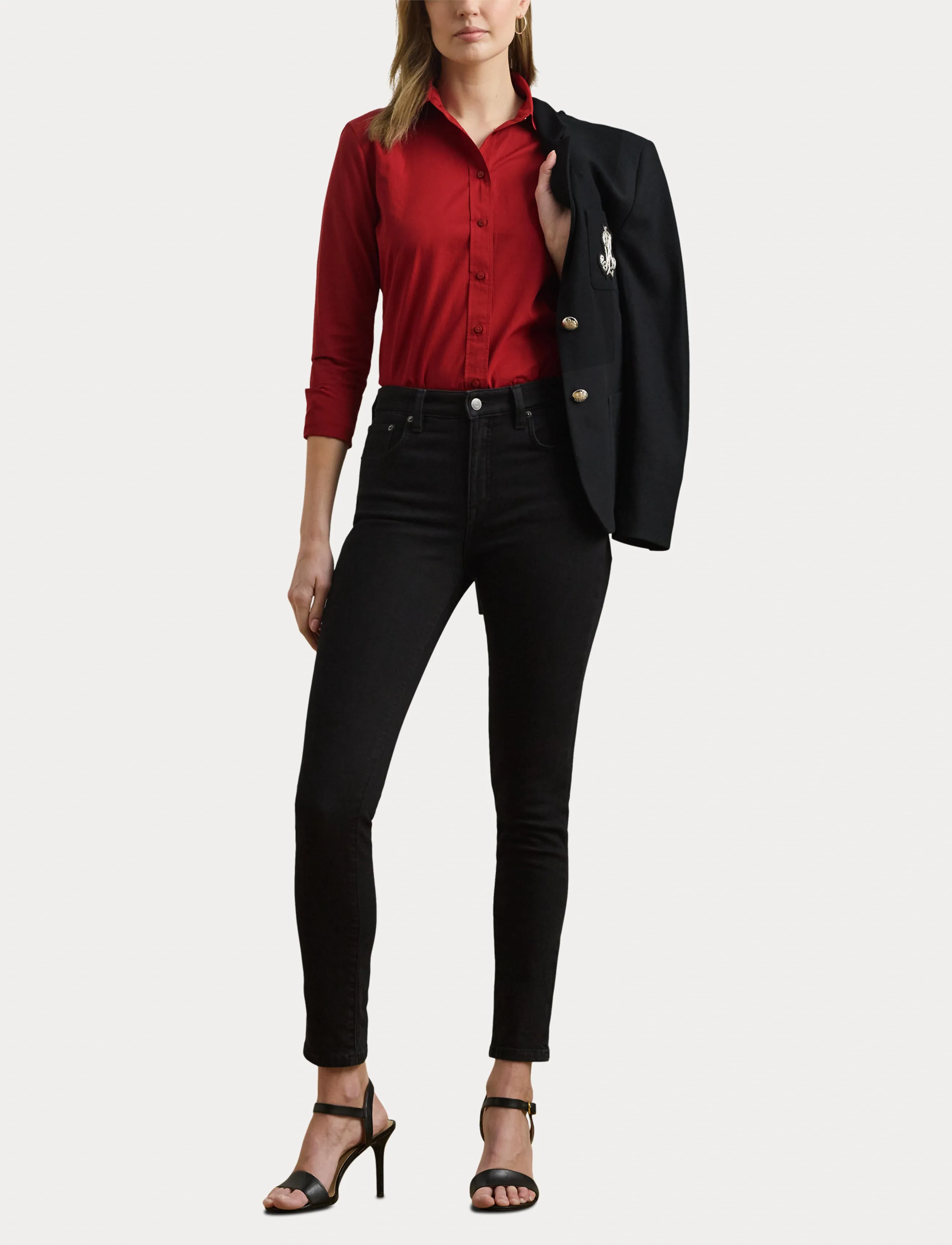 Lauren Ralph Lauren - Featherweight Cotton Shirt - langærmede skjorter - madison red - 4