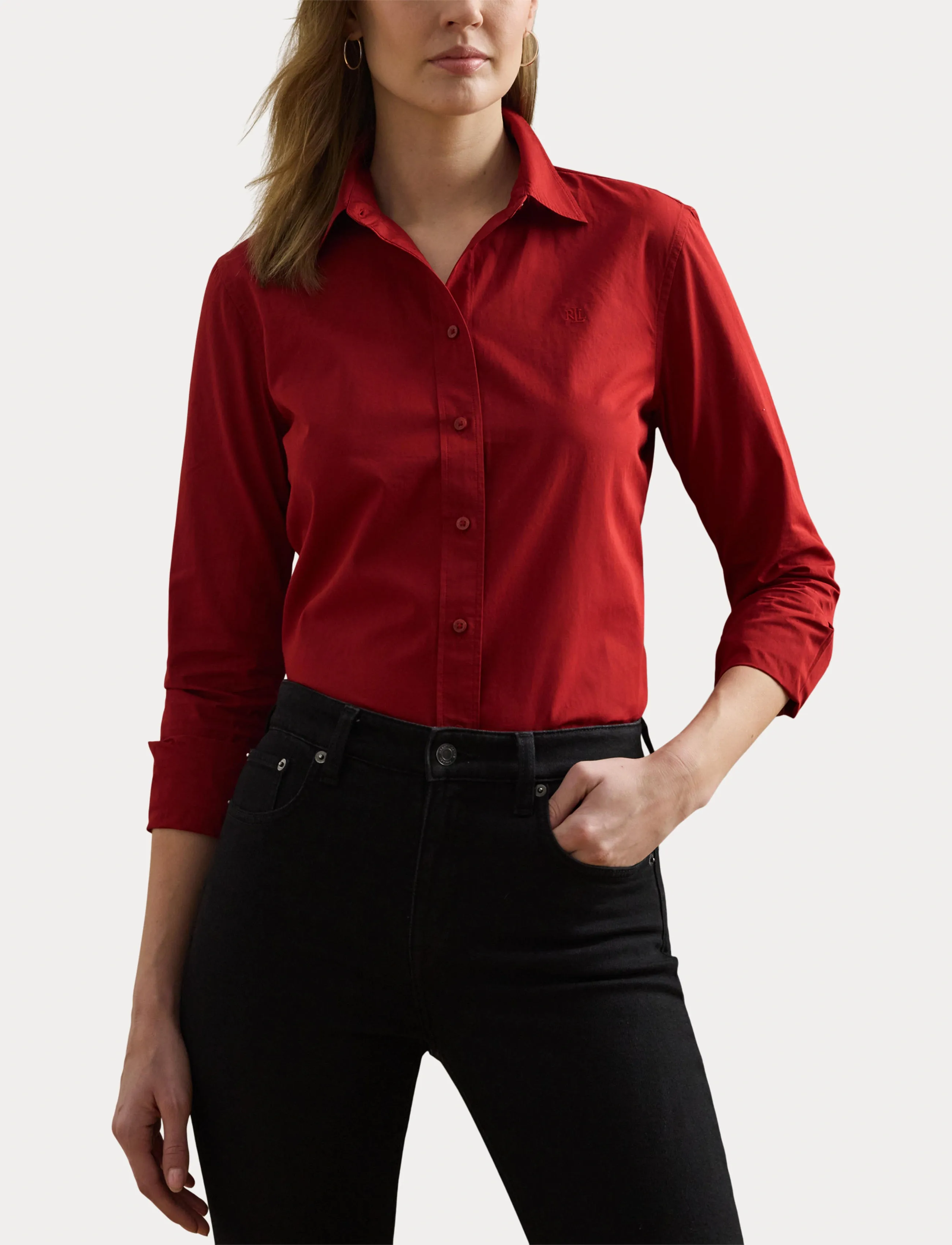 Lauren Ralph Lauren - Featherweight Cotton Shirt - langærmede skjorter - madison red - 5