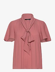 Lauren Ralph Lauren - Pleated Georgette Tie-Neck Blouse - lühikeste varrukatega pluusid - pink mahogany - 0