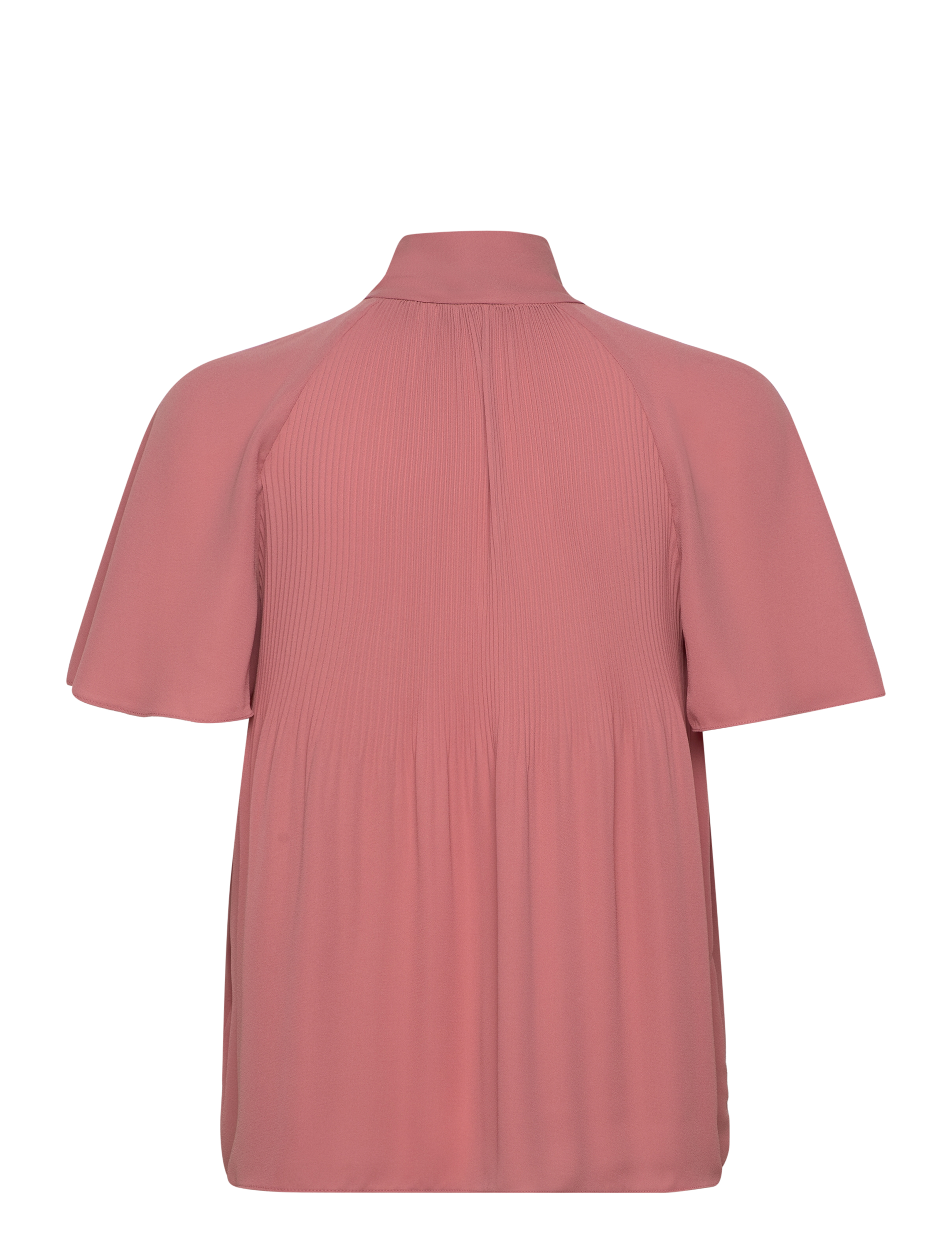 Lauren Ralph Lauren - Pleated Georgette Tie-Neck Blouse - pink mahogany - 1