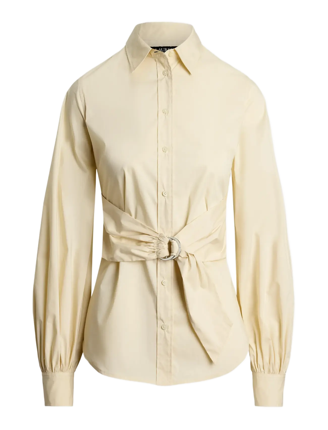 LAUREN RALPH LAUREN Tie-Front Baumwolle-Blend Shirt Cream - XS - Damen
